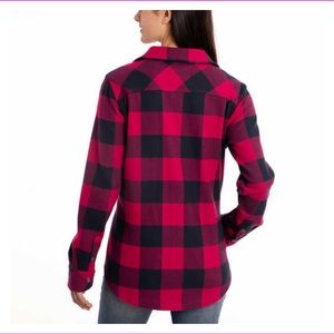 Orvis women shirt jacket buffalo plaid fleece lined Hot Pink and Black